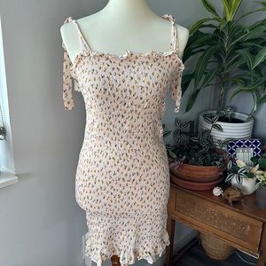 Free People Ruched Body Con Floral Dress M NWT